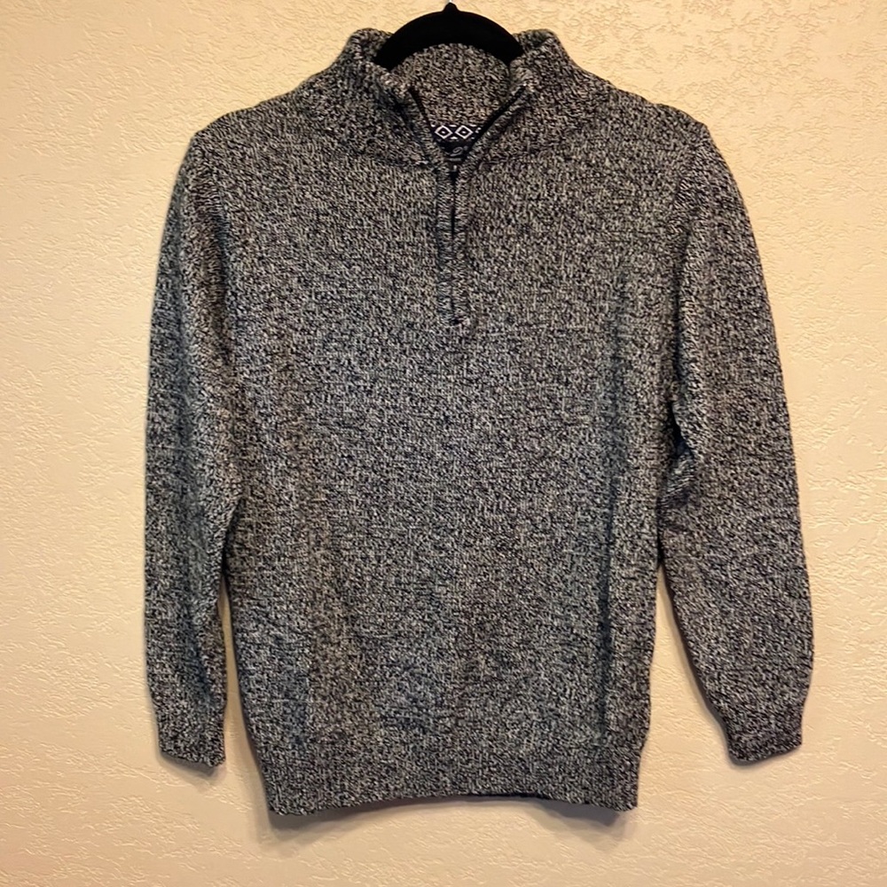 Los Angeles BLACK & GRAY 1/4 ZIP LG SWEATER IN LUKE NEW CONDITION